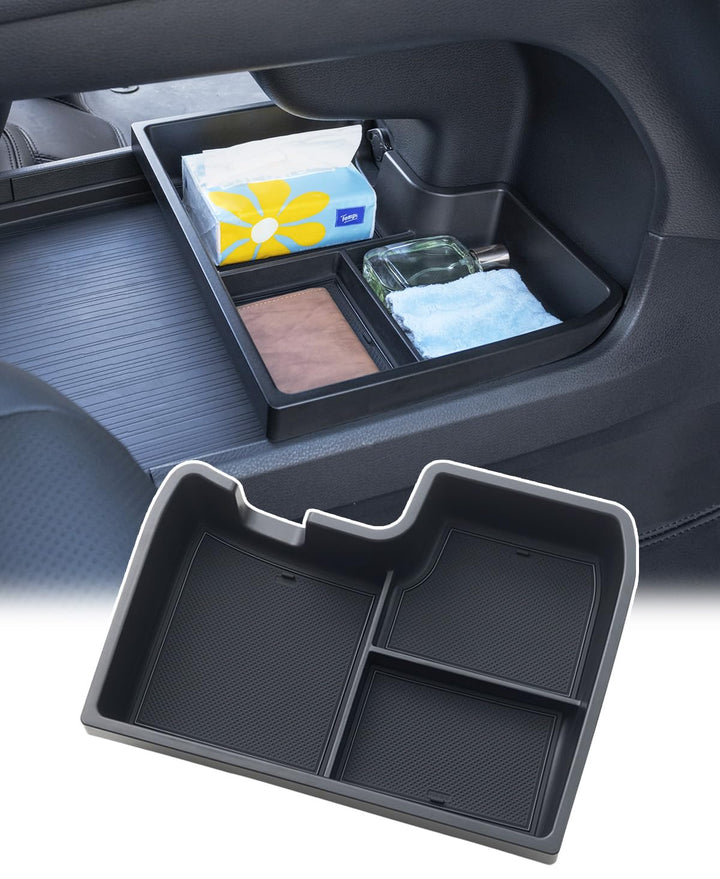 TOPINSTALL front view of console organizer showing clean fit and added storage benefit