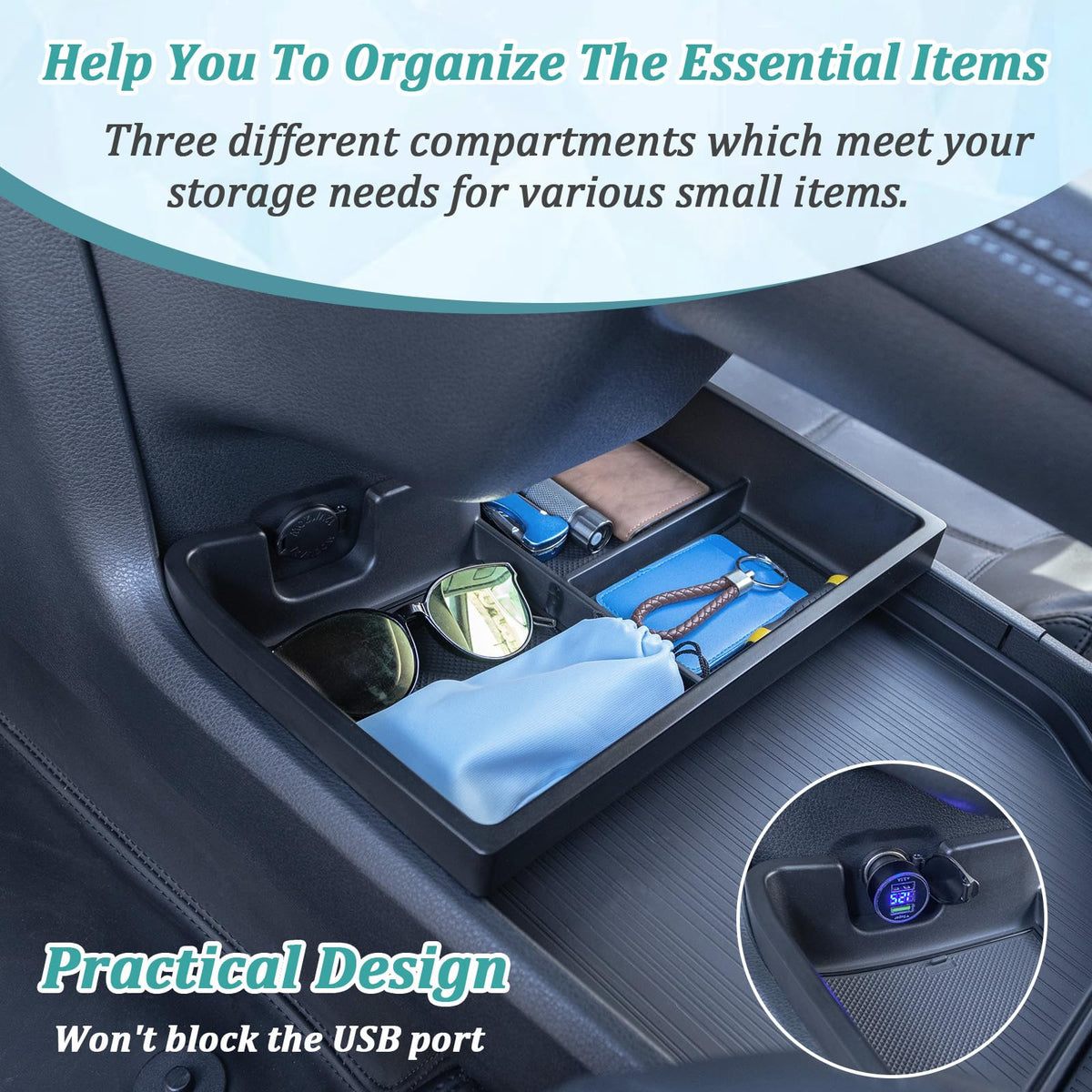 TOPINSTALL insert leaving USB port clear for uninterrupted charging access