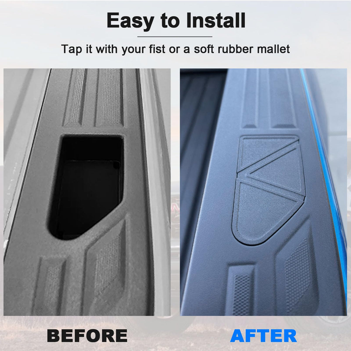 TOPINSTALL close-up of textured ABS surface, matches truck rail texture for seamless look