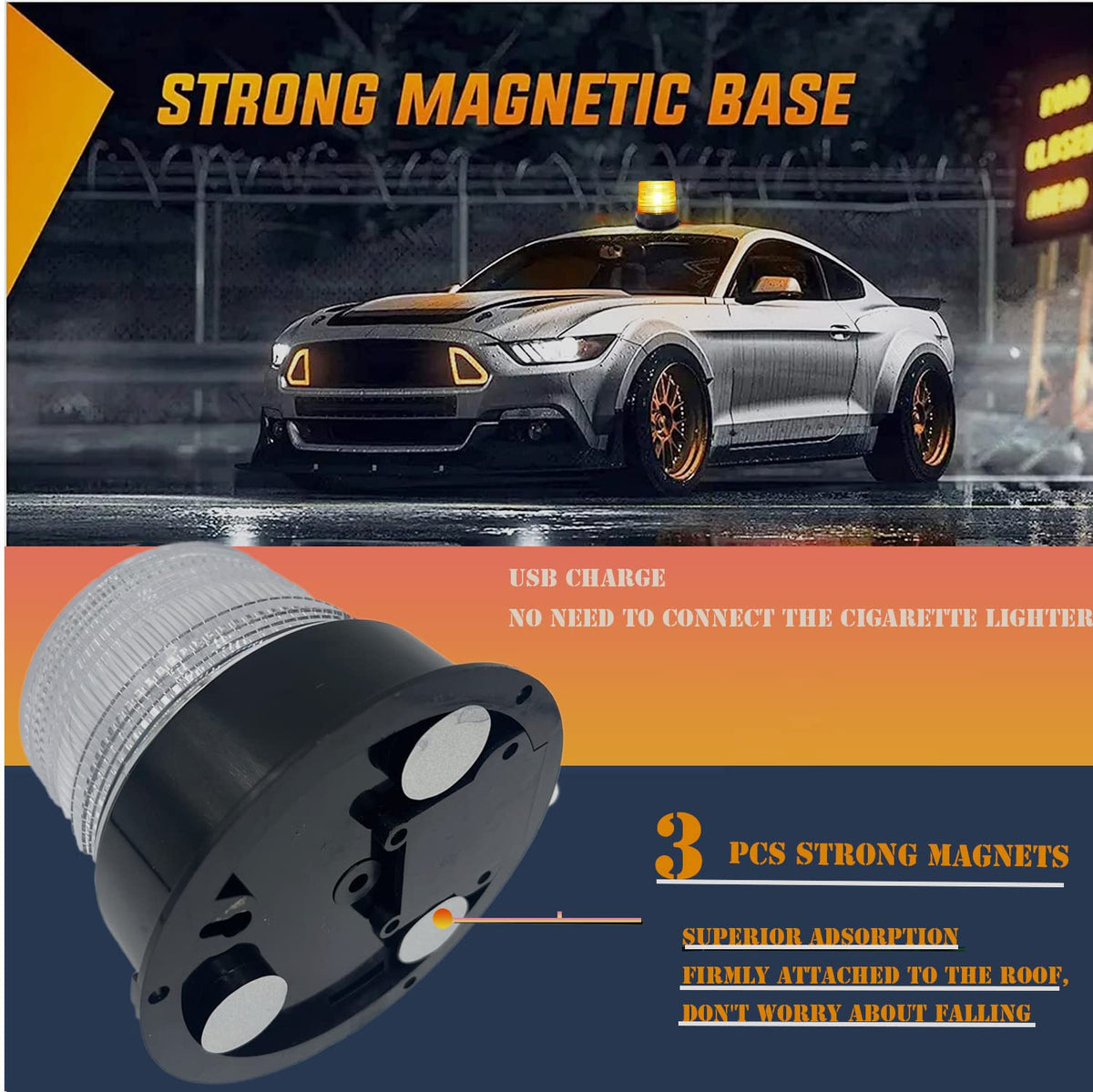 TOPKU strong magnetic base attached to metal roof, secure mount prevents sliding