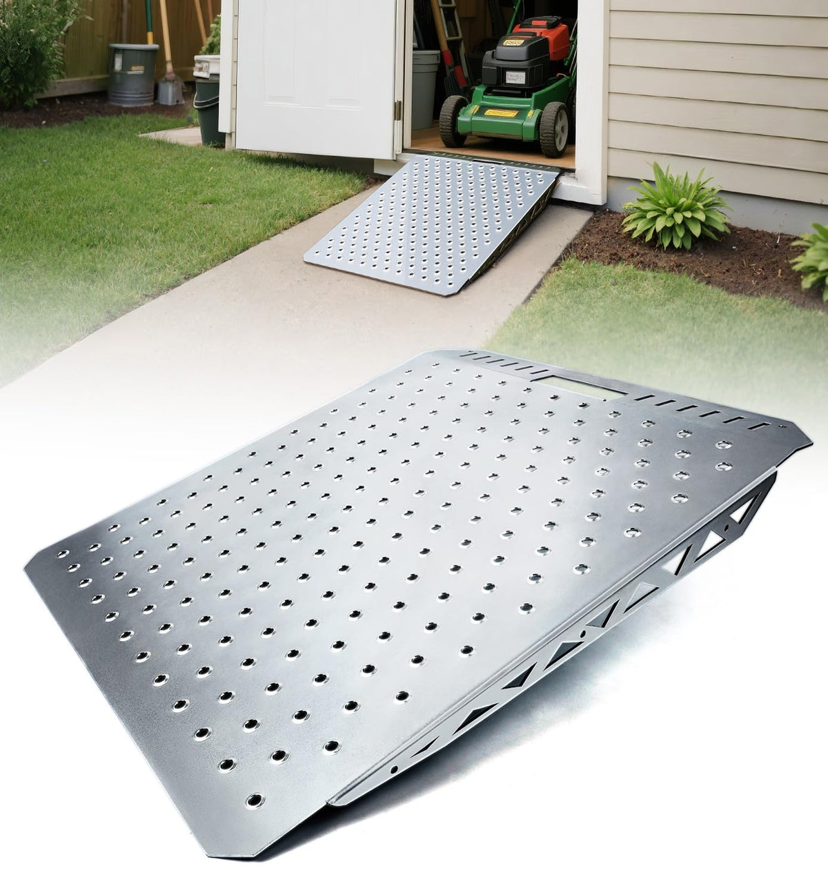 Toplamper front view ramp showing full width and sturdy steel build for secure loading