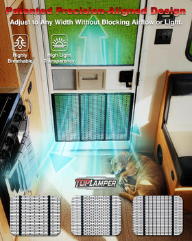 Toplamper with dog at door demonstrating pet-resistant barrier benefit