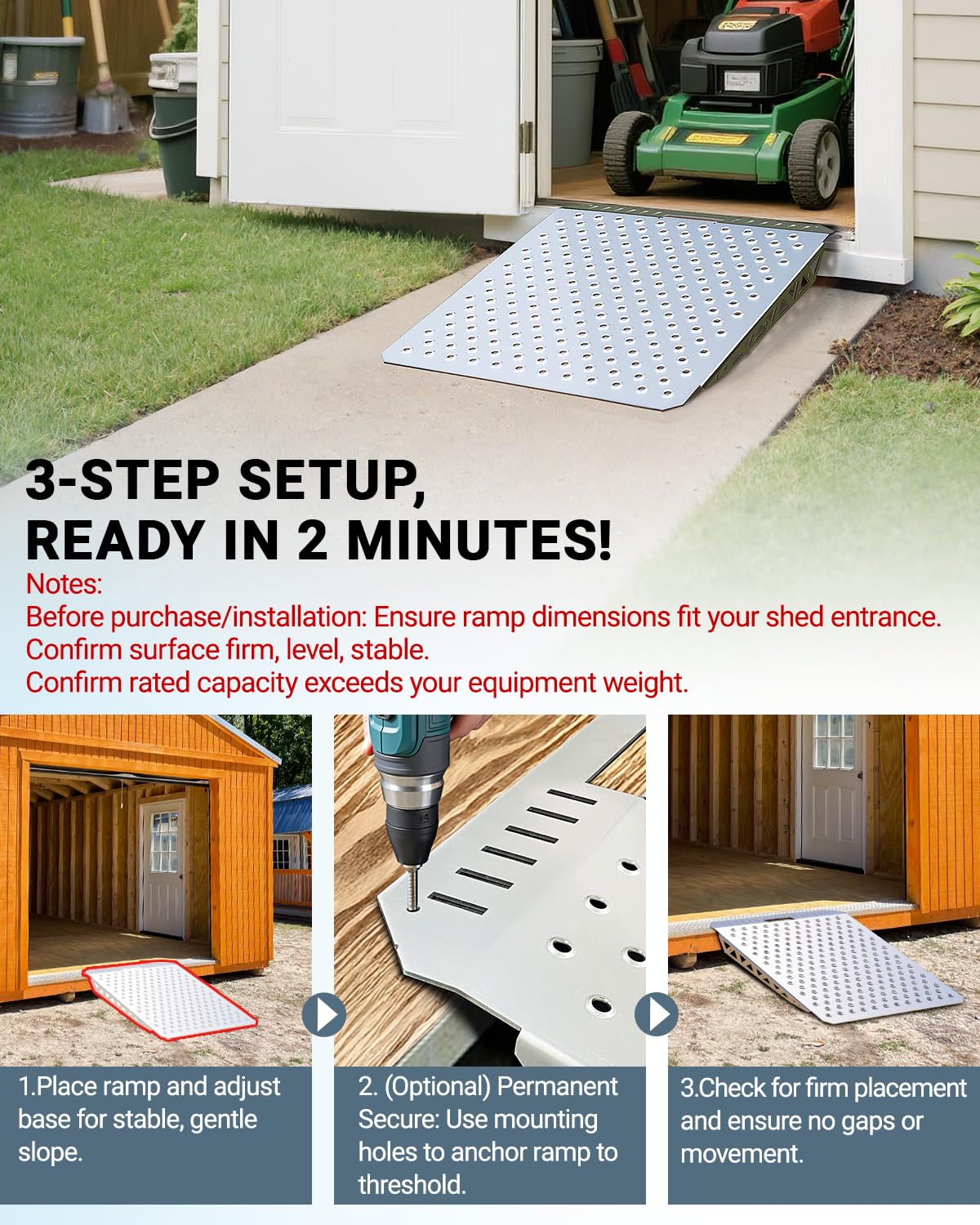 Toplamper lifestyle scene in a backyard garage illustrating easy equipment access