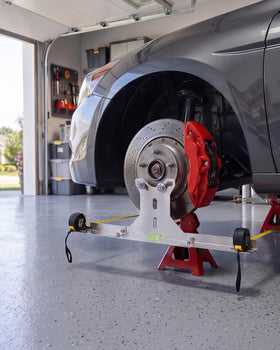 Toplamper kit in garage with tools showing homeowner convenience