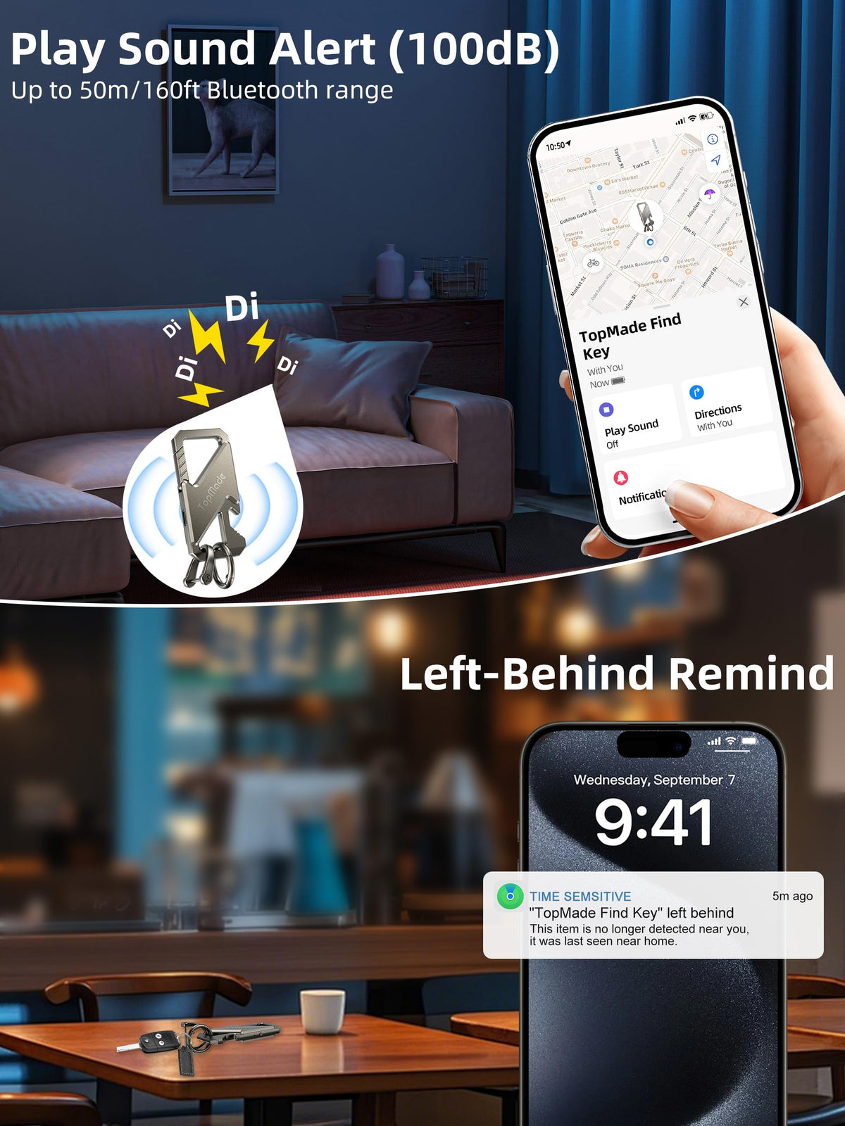 TopMade keychain held in hand to show compact scale and portability
