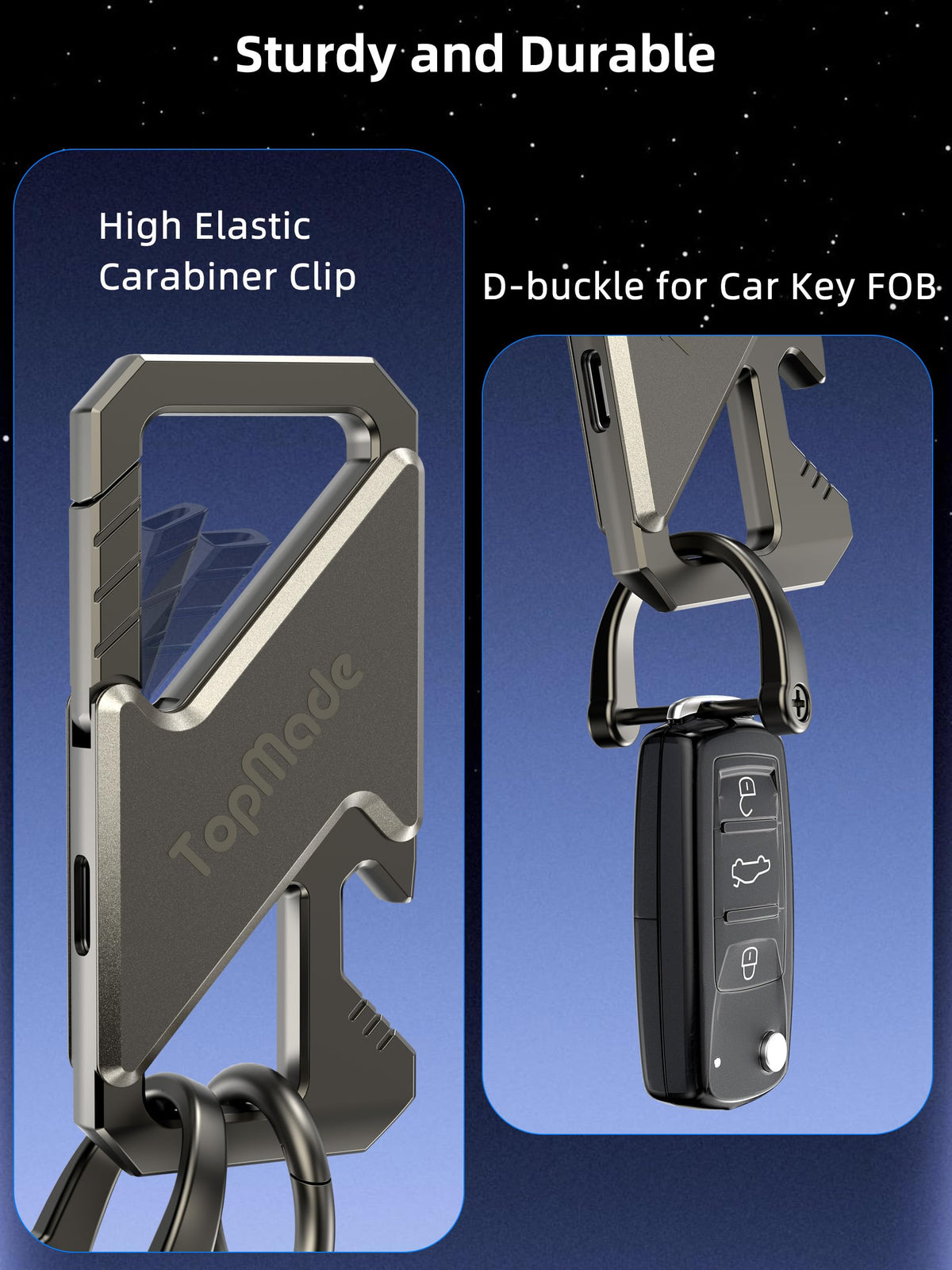 TopMade keychain splashed with water showing IP67 protection advantage