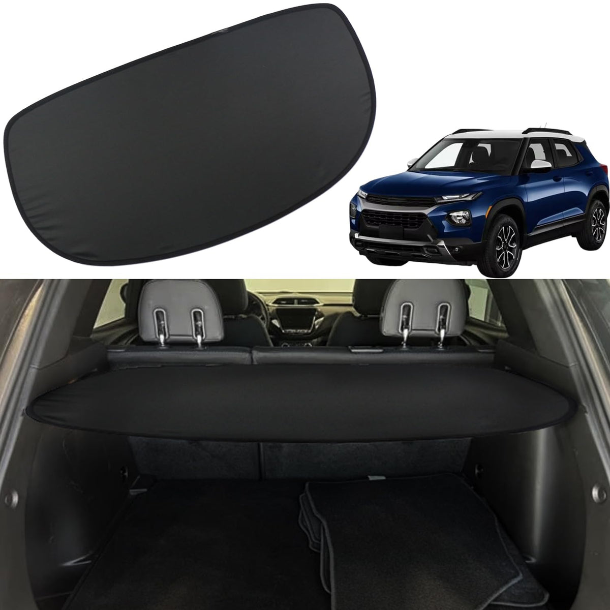 Topraco front packaging for Trailblazer cargo cover showing brand and new-condition benefit