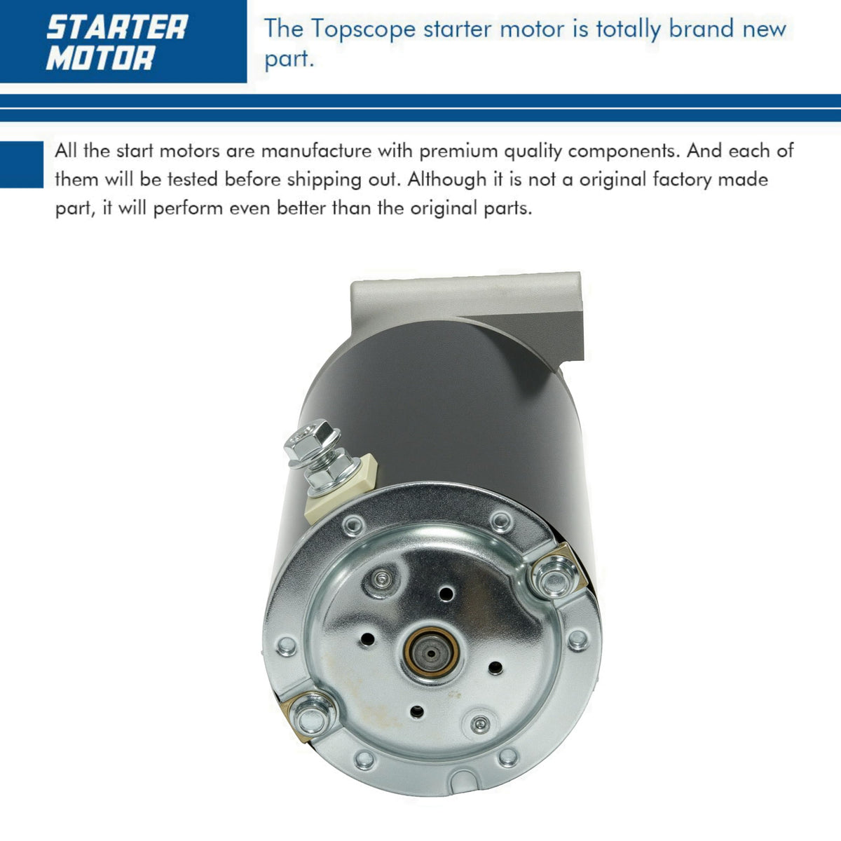 TOPSCOPE starter installed on a Kohler engine demonstrating proper fit