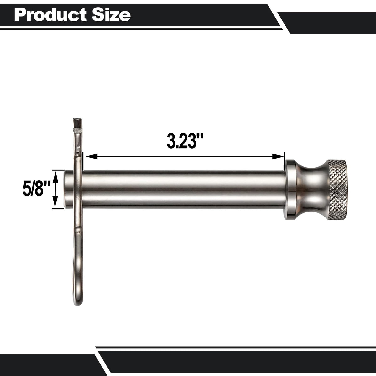TOPSHINE assembled pin with retention clip engaged, secures hitch shank quickly and reliably