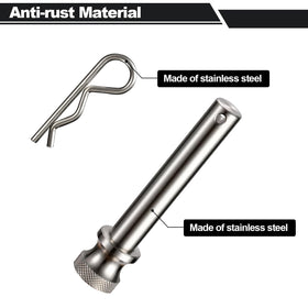 TOPSHINE close-up of recessed head on a hitch pin, improves grip and makes installation easier