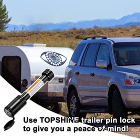 TOPSHINE hitch lock on trailer in driveway offering theft-deterrent peace