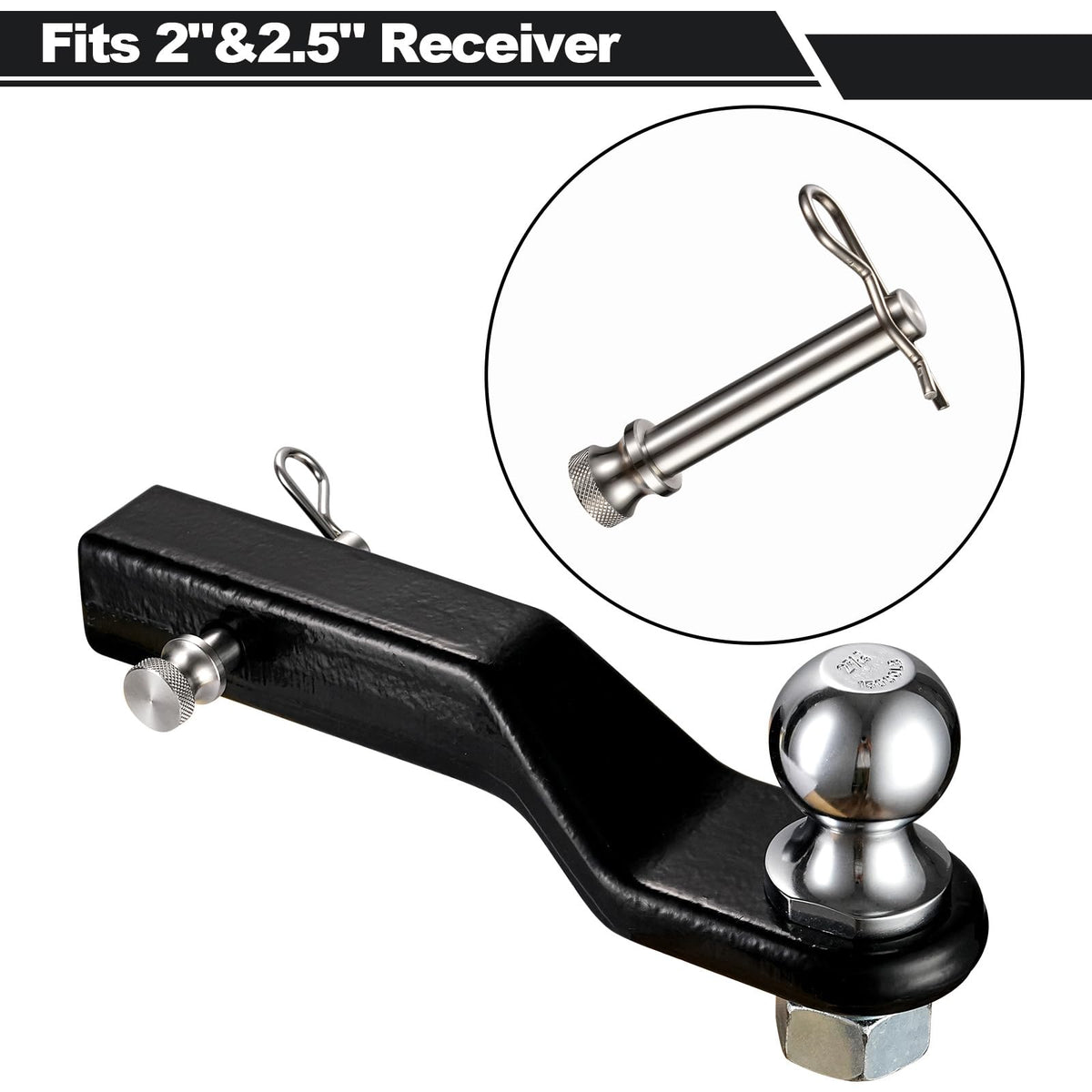 TOPSHINE hitch pin installed in a 2-inch receiver on a trailer, demonstrates proper fit and use