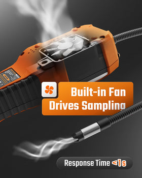 TOPTES RT-108 sensor tip close-up highlighting halogen ionization sensor accuracy