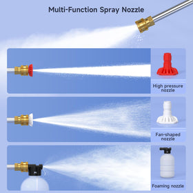 Topteng close-up of nozzle options highlighting versatile spray patterns