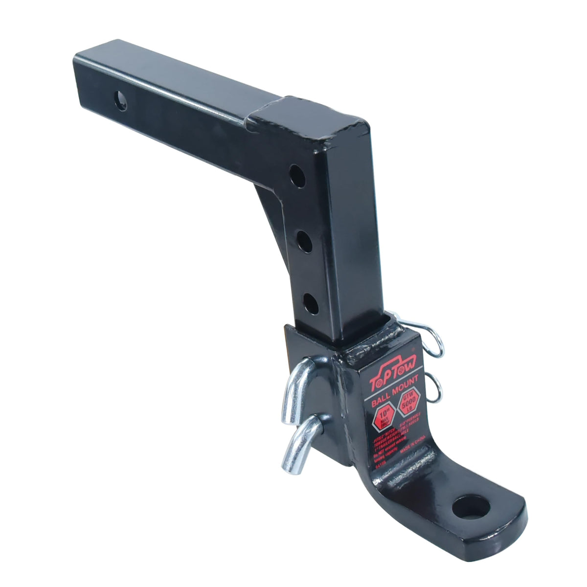 TOPTOW front view of ball mount showing shank and tongue plate, easy fit