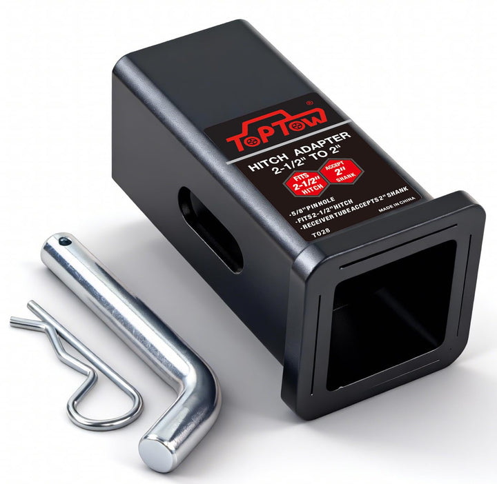 TOPTOW adapter front view showing durable steel construction and fit benefit