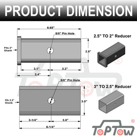 TOPTOW adapter with 5/8 inch pin and clip included for immediate use