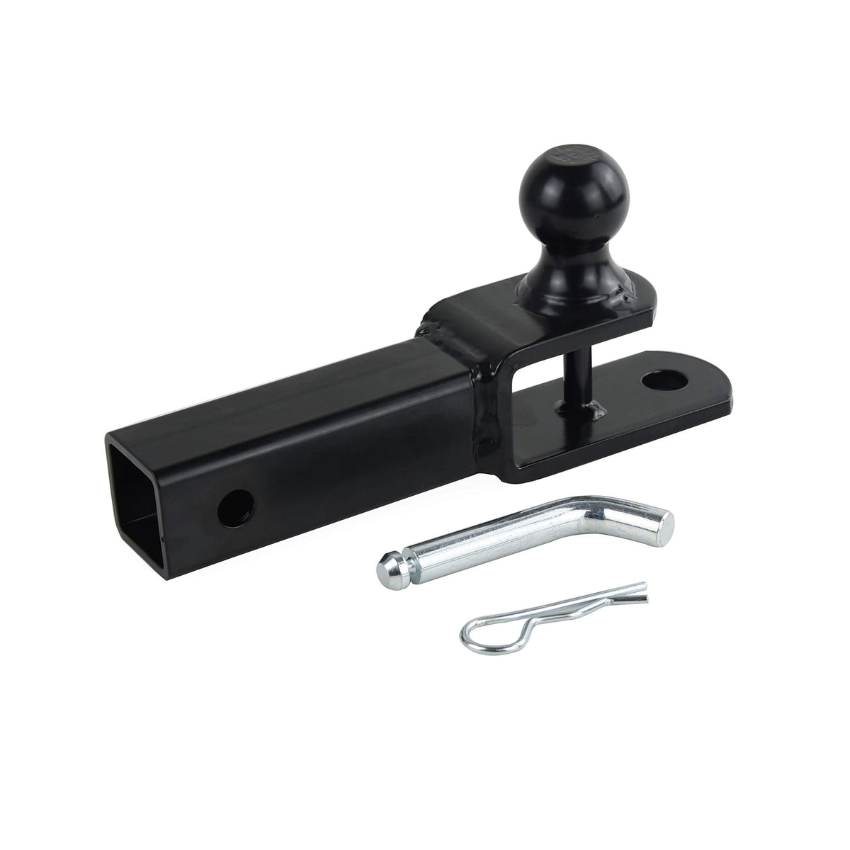 TOPTOW adapter installed on ATV towing small trailer, demonstrates secure multi-use towing