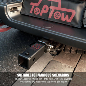 TOPTOW installed with bike rack demonstrating added clearance benefit