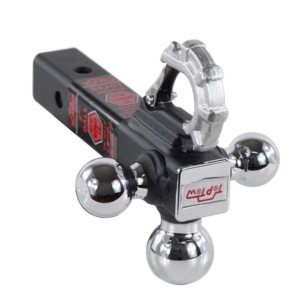 TOPTOW tri-ball mount installed in a truck 2-inch receiver demonstrating easy fit and readiness