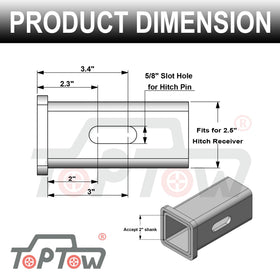 TOPTOW 5/8 inch pin and clip detail showing included fastener convenience benefit