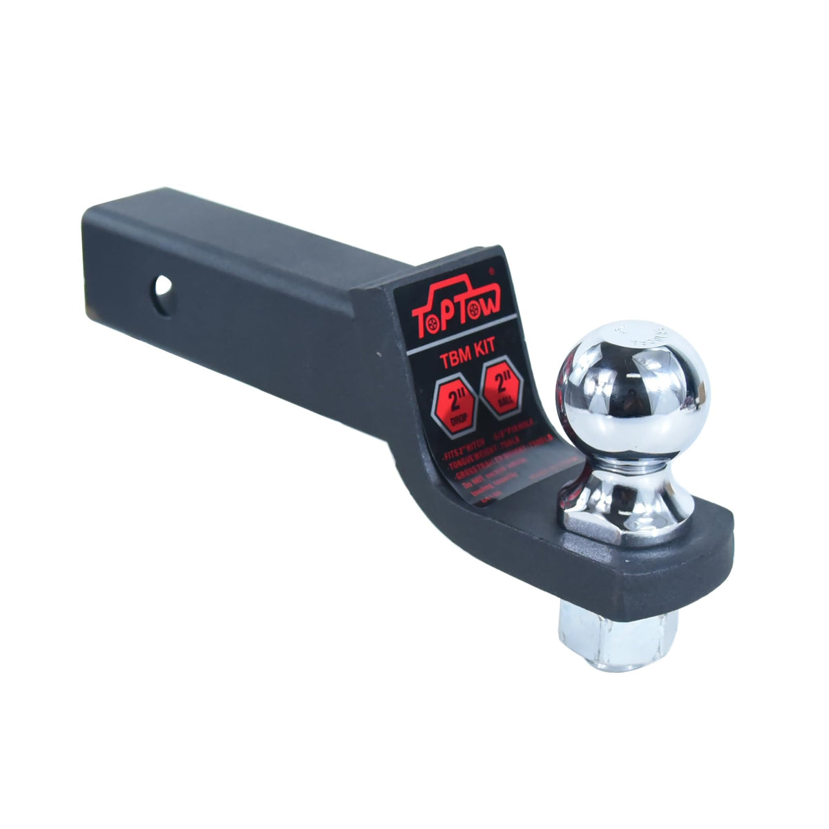 TOPTOW shank with 5/8" hitch pin and clip showing easy installation benefit