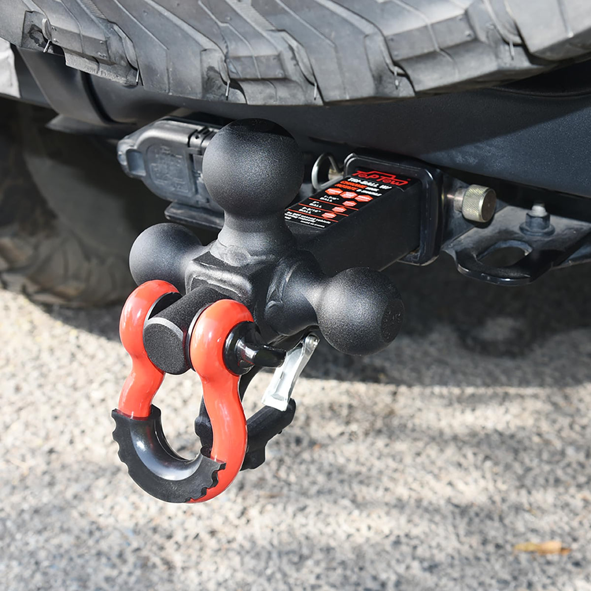 TOPTOW hollow shank and dimensions demonstrating easy 2" receiver fitment benefit