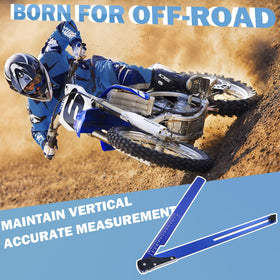 TOPVOP auto sag scale on dirt bike at track showing fast on-bike tuning advantage