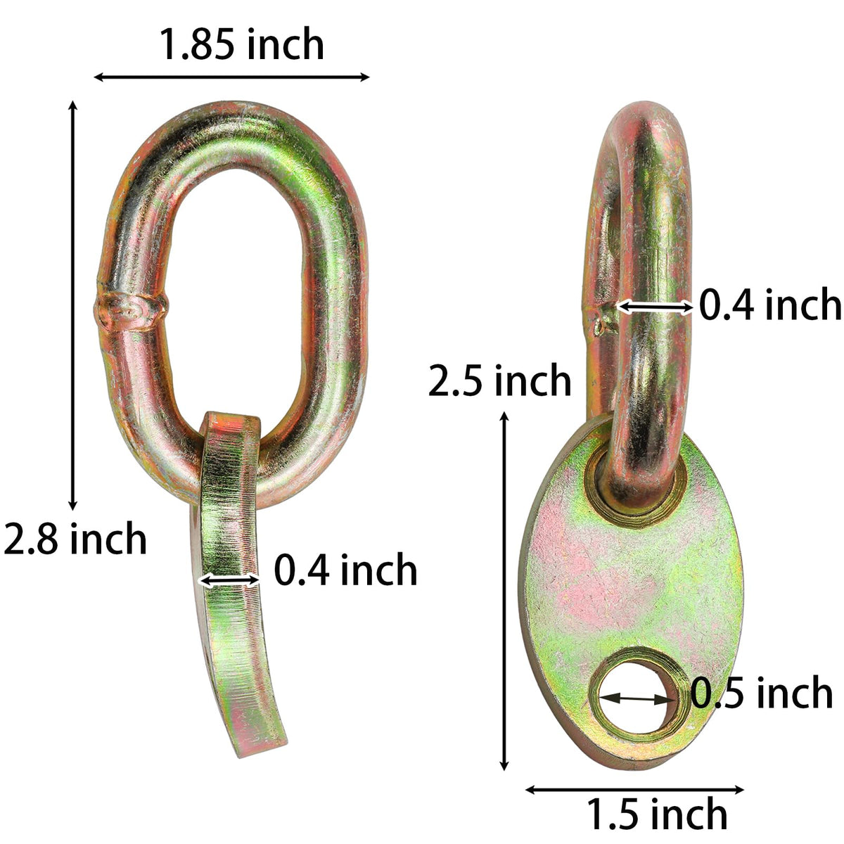 TOPZEA close-up of 1/2 inch eye bolt and large loop showing easier chain and strap attachment