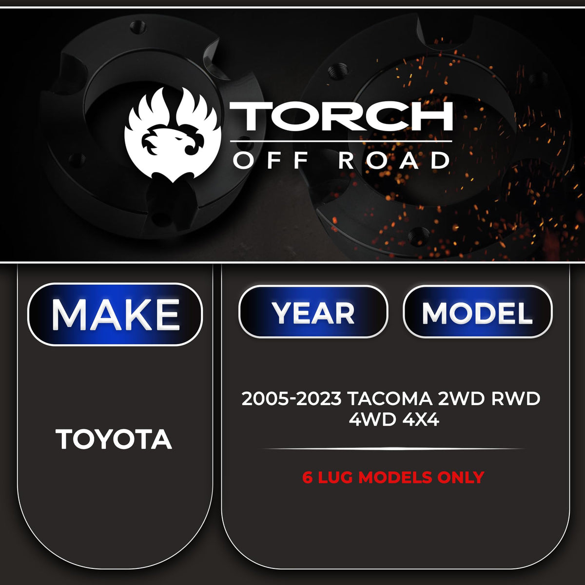 TORCH Off Road layout of included hardware organized for quick installation and clarity