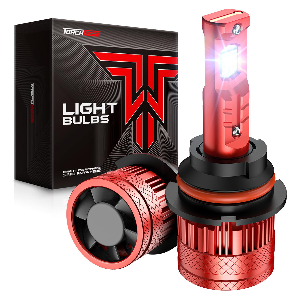 Torchbeam front view showing bulb profile and quick plug-in fit for easy installation