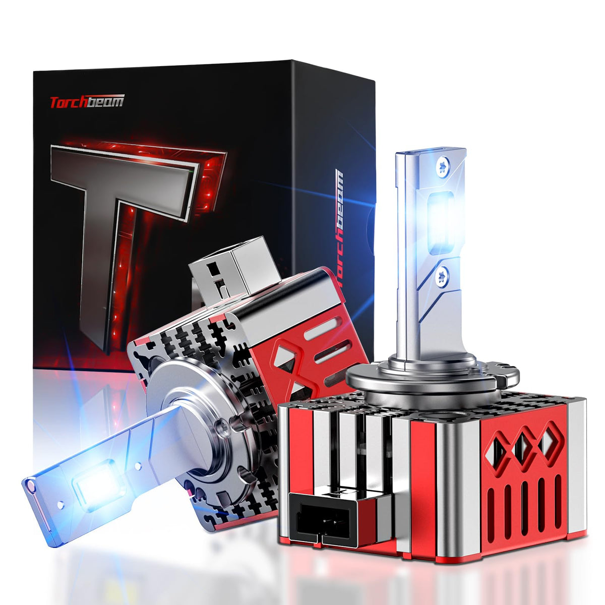 Torchbeam front packaging showing bulbs and benefits
