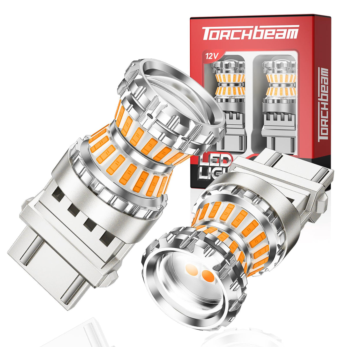 Torchbeam front packaging showing bulbs and benefits for easy identification