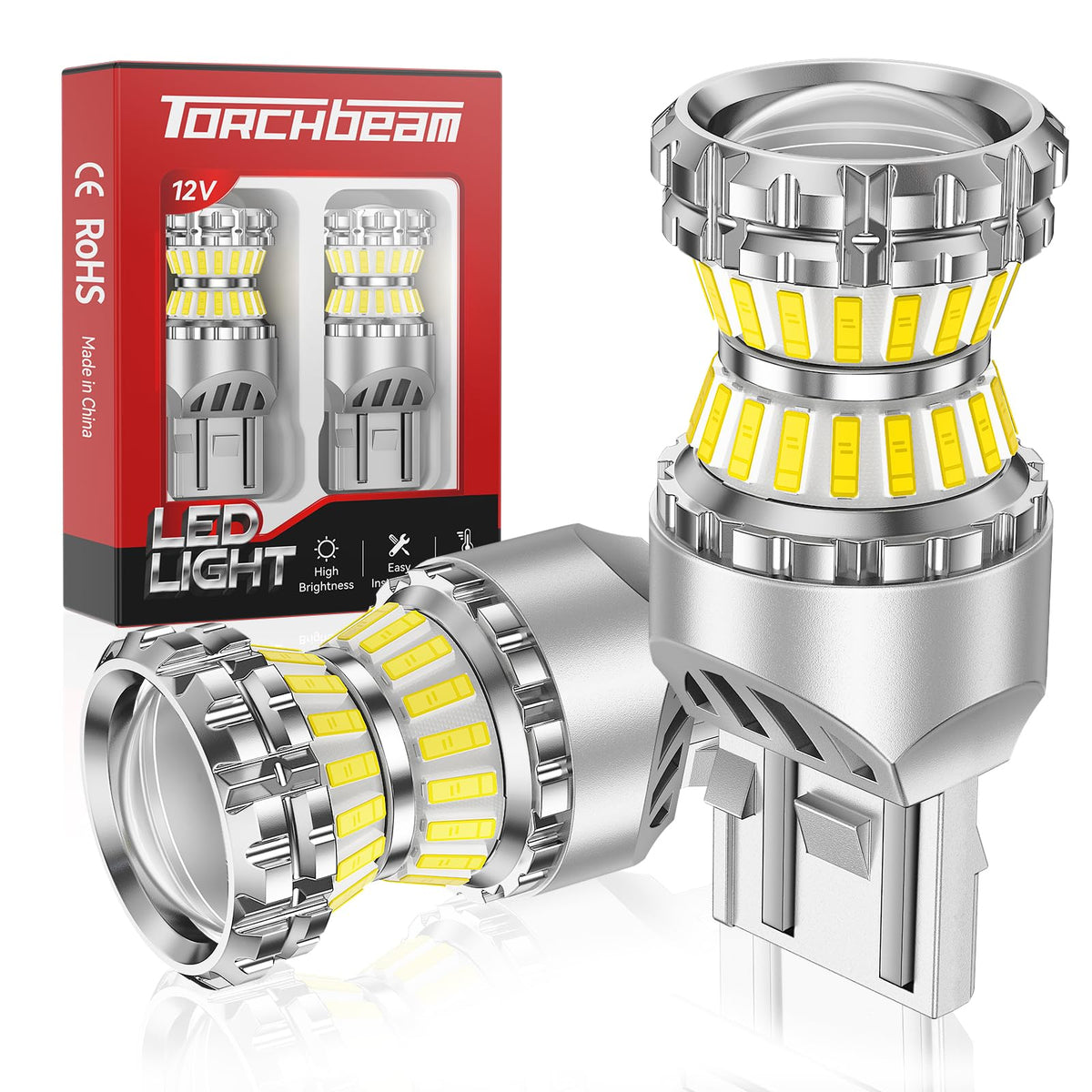 Torchbeam front view of two bulbs showing compact plug-and-play benefit