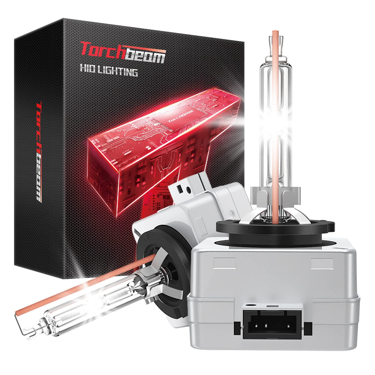 Torchbeam front packaging showing D3S bulbs and pack benefits
