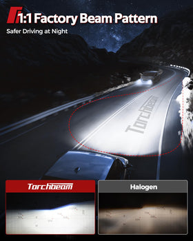 Torchbeam installed in a headlight housing, illustrating direct plug-and-play installation