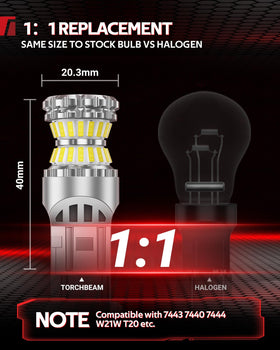 Torchbeam installed in vehicle tail housing for easy replacement benefit