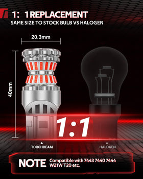 Torchbeam installed in a vehicle tail lamp improving rear visibility