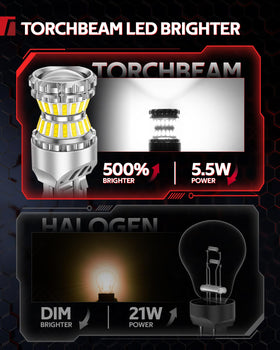 Torchbeam visible LED chips highlighting high-output brightness benefit