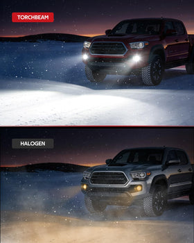 Torchbeam lights on a night drive highlighting safer road-edge illumination benefit