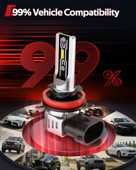 Torchbeam beside OEM bulb illustrating compact 1:1 size and clearance benefit