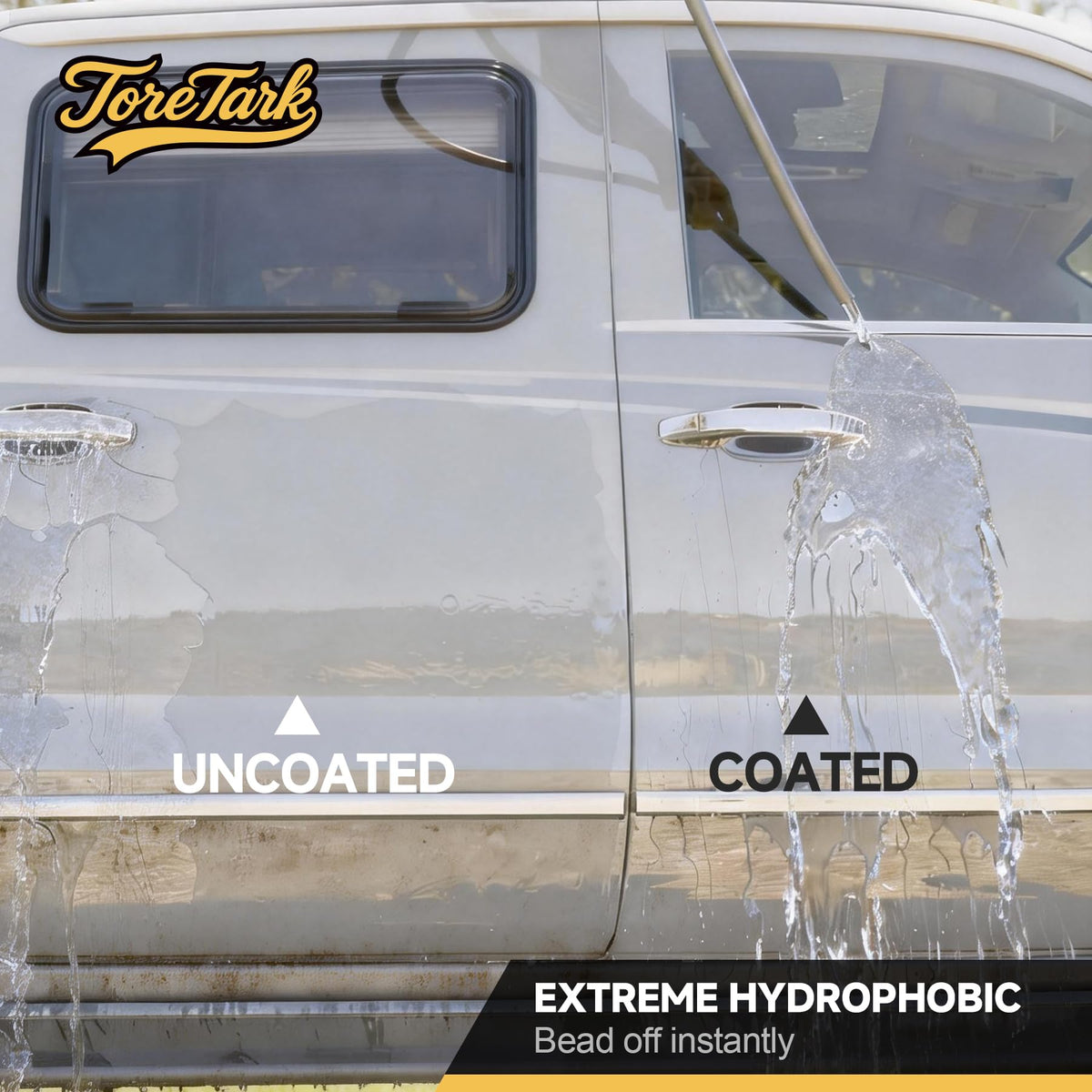 toretark mist application on car panel, demonstrating even thin coating benefit