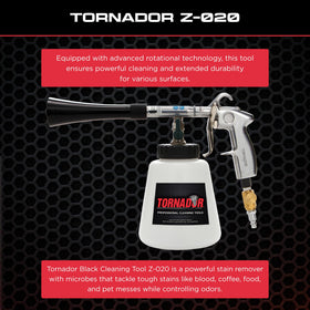 Tornador Black 32oz reservoir attached for longer uninterrupted cleaning