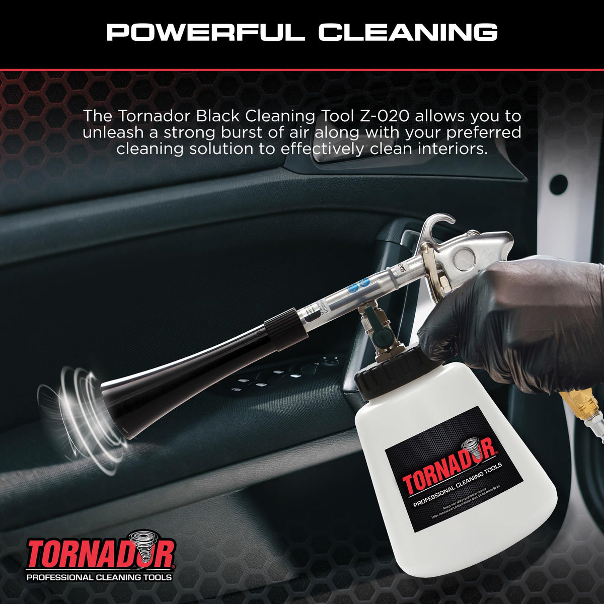 Tornador Black in a detailing bay illustrating fast, efficient workflow