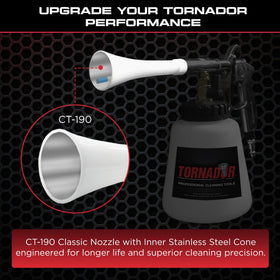 Tornador CT-190 close-up of inner stainless steel lining for consistent airflow
