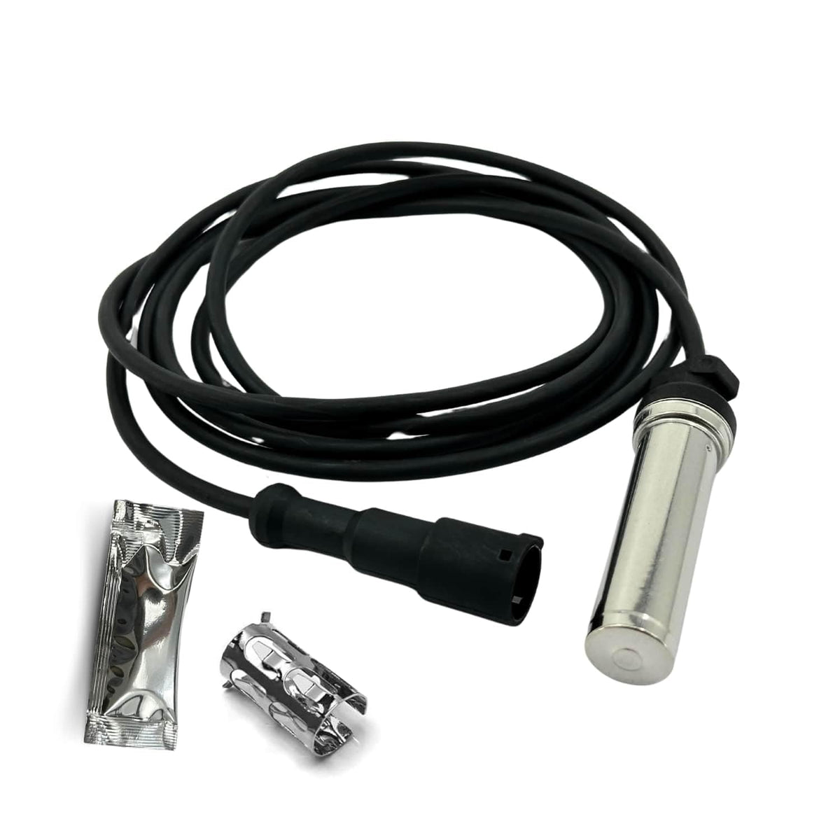 Torque front view of ABS wheel speed sensor showing durable housing and straight profile for easy fitment