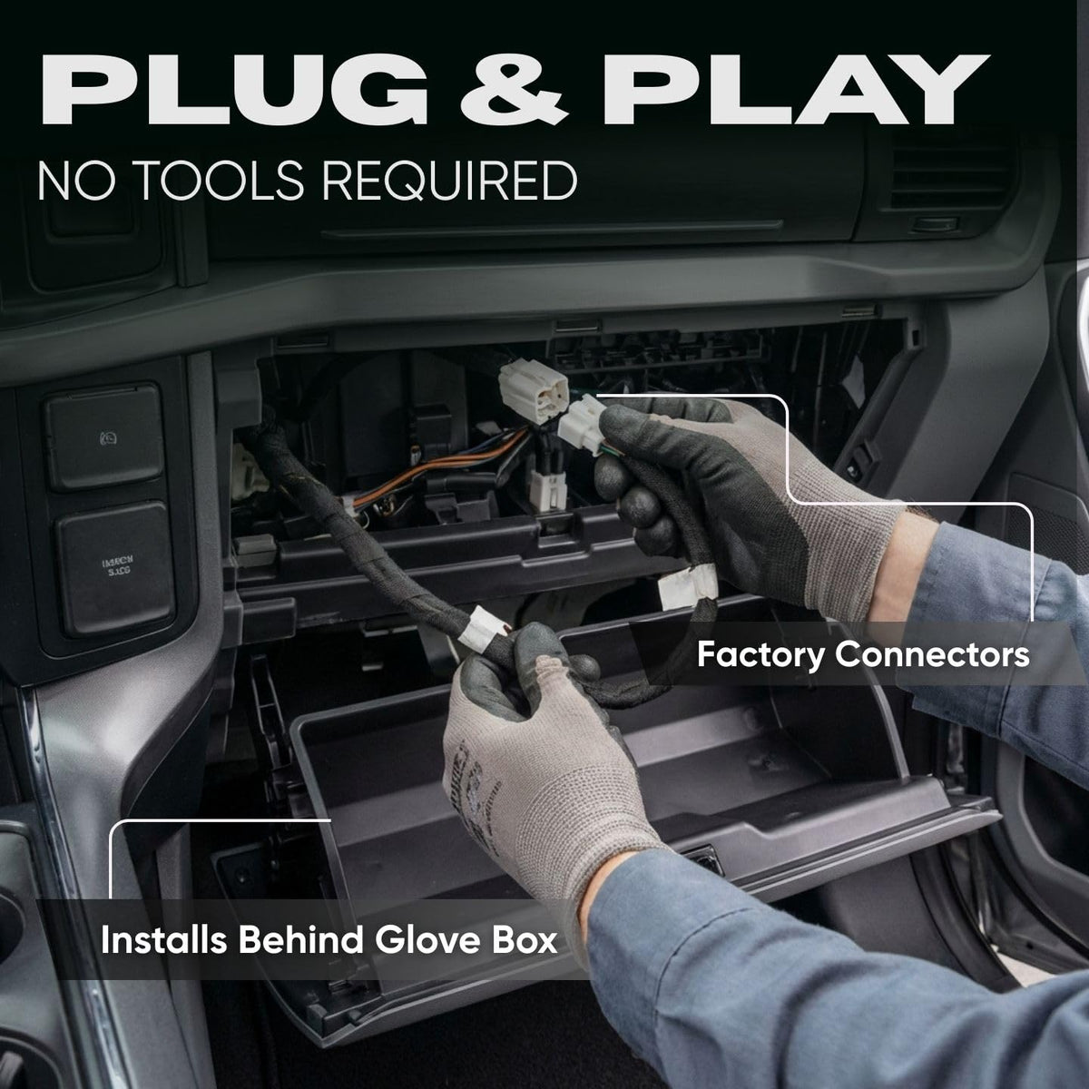 Torqy Solutions module installed behind glove box demonstrating clean hidden placement benefit