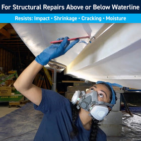 TotalBoat putty being applied to a deck-to-hull fillet showing strong structural bonding