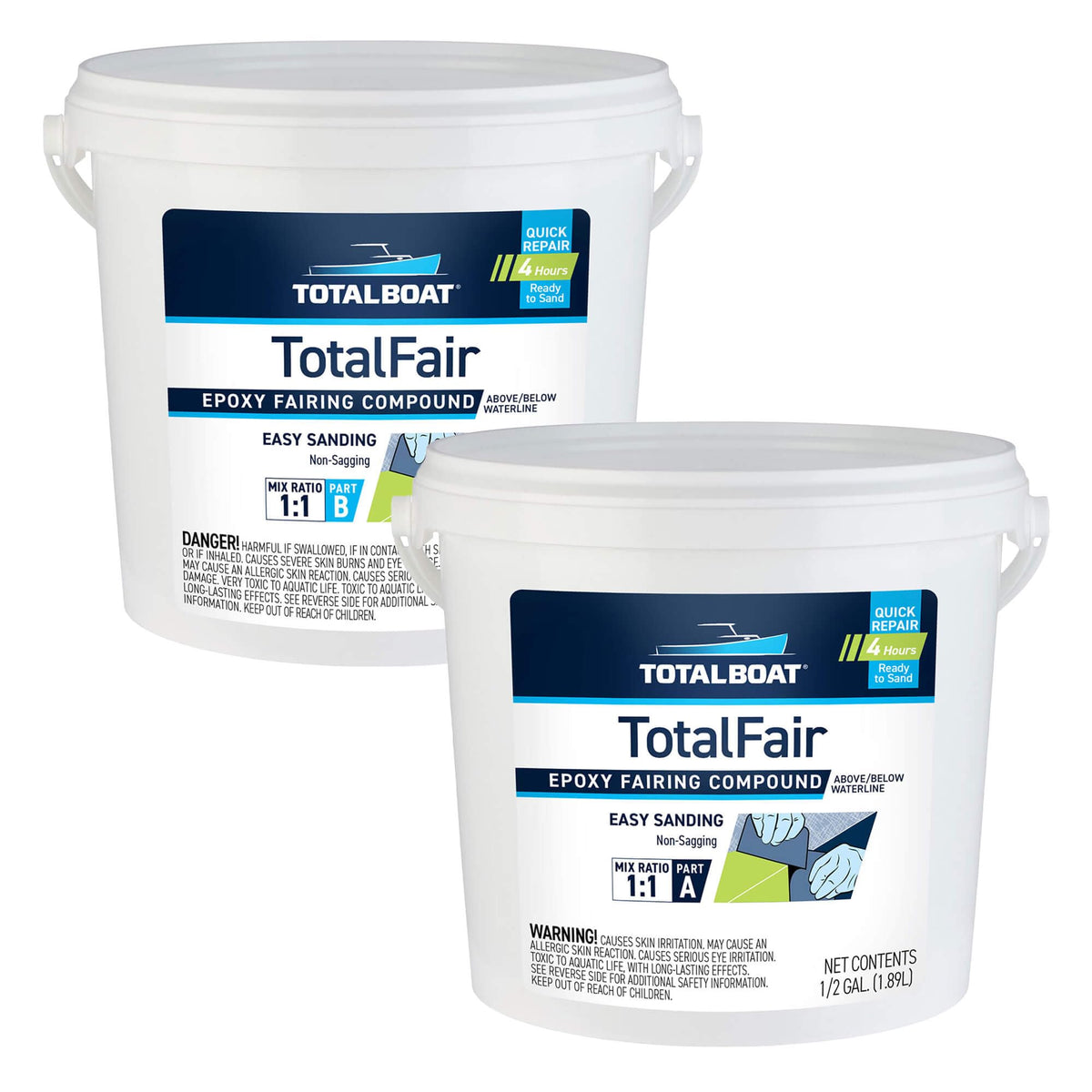 TotalBoat TotalFair gallon kit front packaging showing kit contents and brand benefit