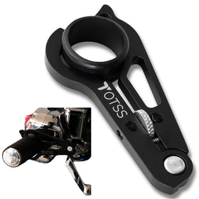 TOTSS front view showing compact throttle lock and packaging, highlights portability